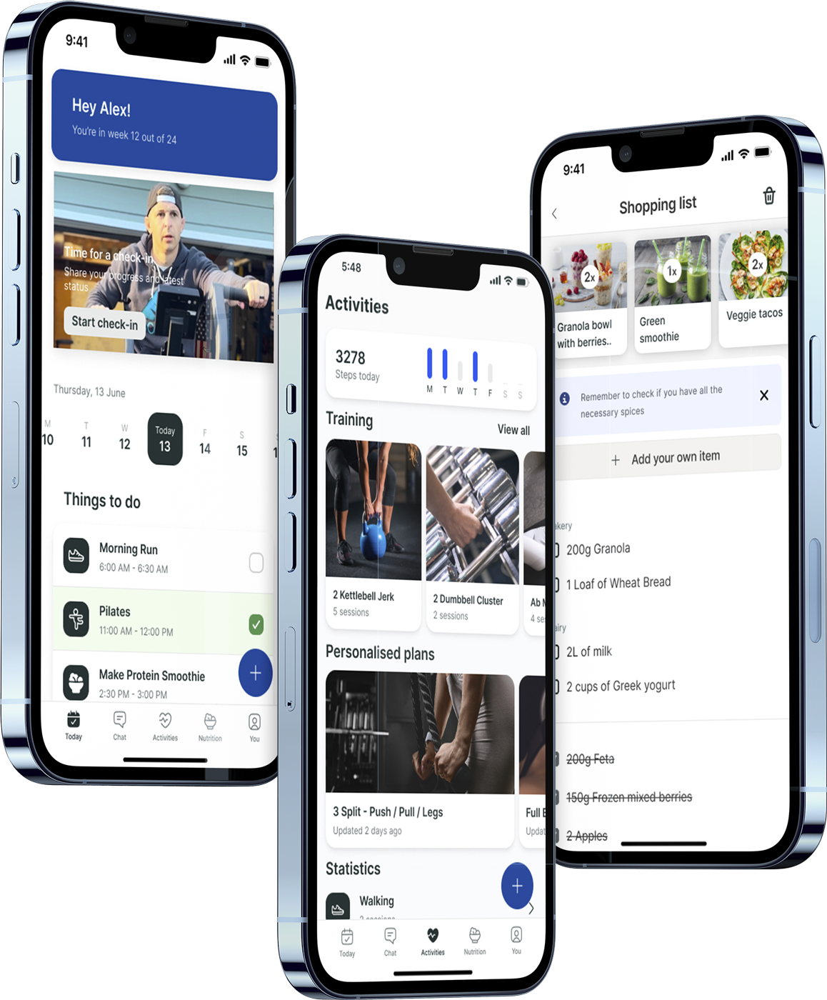A mockup of the coaching app showcasing the features.